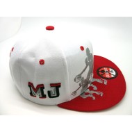 1402-07 MJ DRIBBLING SNAP BACK WHT/RED