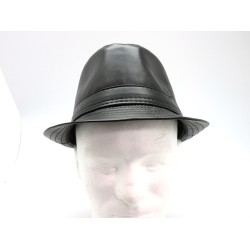 1700-03 WINTER PU FEDORA HAT BLACK