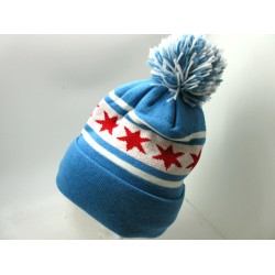 1808-07 CHICAGO FLAG SKULL HAT SKY/RED W/STAR