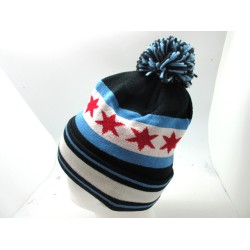 1808-07 CHICAGO FLAG SKULL HAT BLK/RED W/STAR