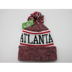 WINTER 2019 POM KNIT HAT WARM FLEECE 1904-01 ATLANTA BLK/RD