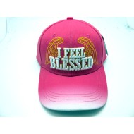 1906-13 RELIGIOUS HAT "I FEEL BLESSED" PINK/WHT