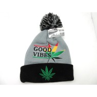 KNIT HAT 2008-09 "GOOD VIBES" GRY/BLK