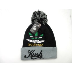 KNIT HAT 2008-11 "ADDICTED" BLK/GRY