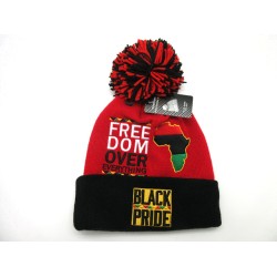 BLACK HISTORY KNIT HAT 2008-02 FREEDOM OVER RED/BLK