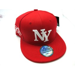 1404-06 3 Logo Fitted "New York" RED/WHT