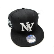 1404-06 3 Logo Fitted "New York"  BK/WHITE 