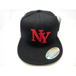 1404-06 3 Logo Fitted "New York"  BK/RED