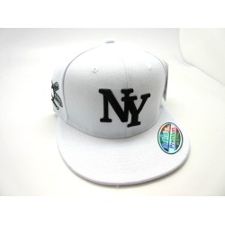 1404-06 3 Logo Fitted "New York" WHT/BLACK