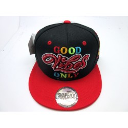 2109-14 SNAP BACK HIP HOP "GOOD VIBES ONLY" BLK/RED