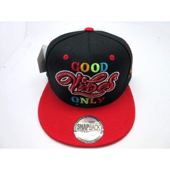 2109-14 SNAP BACK HIP HOP "GOOD VIBES ONLY" BLK/RED