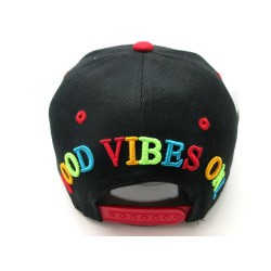 2109-14 SNAP BACK HIP HOP "GOOD VIBES ONLY" YEL/PINK