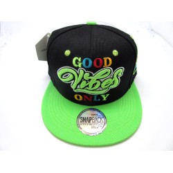 2109-14 SNAP BACK HIP HOP "GOOD VIBES ONLY" BLK/LIM