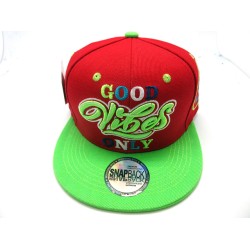 2109-14 SNAP BACK HIP HOP "GOOD VIBES ONLY" RED/LIM