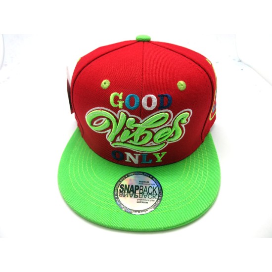 2109-14 SNAP BACK HIP HOP "GOOD VIBES ONLY" RED/LIM