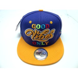 2109-14 SNAP BACK HIP HOP "GOOD VIBES ONLY" PUR/GOL