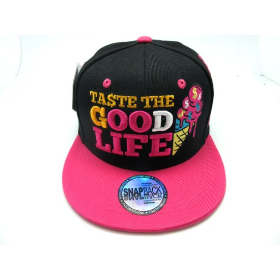 2109-18 SNAP BACK HIP HOP "GOOD LIFE" BLK/HOT