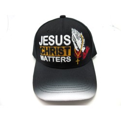 2109-20 RELIGIOUS HAT "J.C MATTER" BLK/WHT