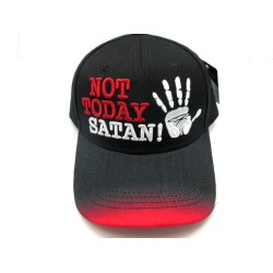 2109-21 RELIGIOUS HAT "NOT TO DAY SATAN" BLK/RED