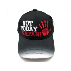 2109-21 RELIGIOUS HAT "NOT TO DAY SATAN" BLK/WHT