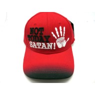 2109-21 RELIGIOUS HAT "NOT TO DAY SATAN" RED/BLK
