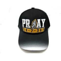 2109-22 RELIGIOUS HAT "PRAY/24/7365" BLK/WHT
