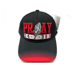 2109-22 RELIGIOUS HAT "PRAY/24/7365" BLK/RED