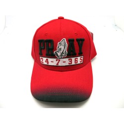 2109-22 RELIGIOUS HAT "PRAY/24/7365" RED/BLK