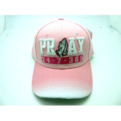 2109-22 RELIGIOUS HAT "PRAY/24/7365" PINK/WHT