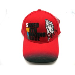 2109-23 RELIGIOUS HAT "SAVED WITH AMAZING G"2109-23 RED/BLK