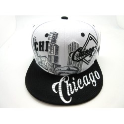 2202-01 CITY DOWN TOWN SNAP BACK CHICAGO B/S WHT/BLK