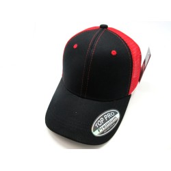 2205-14 CURVED MESH PLAIN SNAP BACK BLK/RED