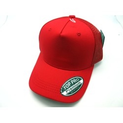 2303-11 Mesh Trucker Cotton 5 panel One Size Cap RED