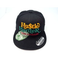 2303-09 HIP HOP SNAP BACK"HUSTLE HARDER"BLK/BLK