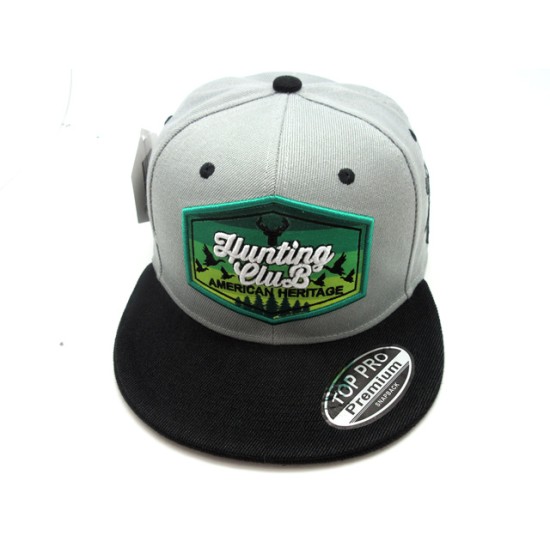 2303-24 HIP HOP SNAP BACK "HUNTING CLUB"GRY/BLK