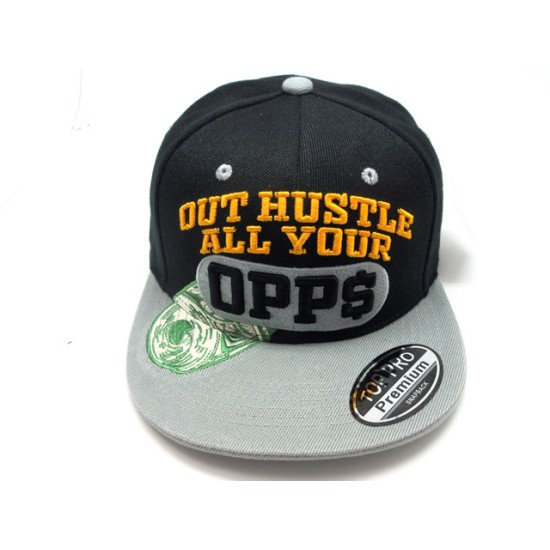 2303-08 HIP HOP SNAP BACK "OUT HUSTLE"BLK/GRY