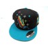 2303-27 SNAP BACK HIP HOP "SKULL HAND"BLK/AQU