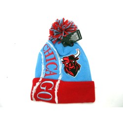 2304-01 CITY NAME KNIT"HURRICANE" HAT CHICAGO SKY/RED