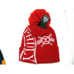 2304-01 CITY NAME KNIT"HURRICANE" HAT PHILLY RED