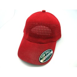 2306-16 MESH COOL DRESS BASEBALL ONE SIZE BUCKLE HAT RED