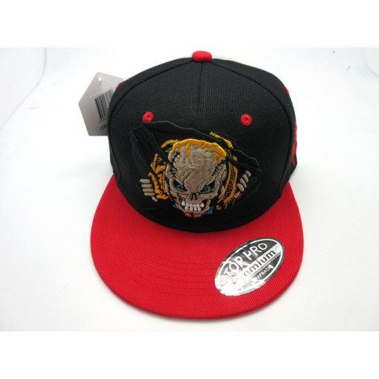 2306-20 DOLL SKULL SNAP BACK BLK/RED