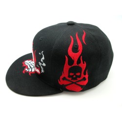 2306-21 HIP HOP"SKULL SMOKE"SNAP BACK BLACK