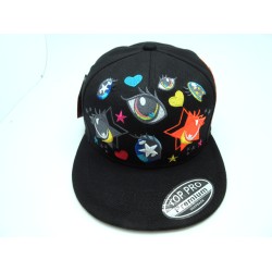 2306-34 CARTOON STAR EYES SNAP BACK BLACK