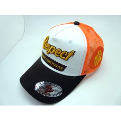 2401-21 TRUCKER MESH "RESPECT" ORANGE/WHT/BROWN