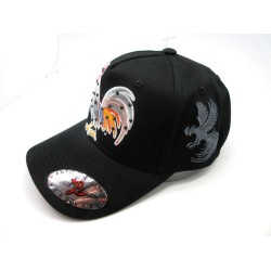 2504-25 RHINE STONE TRUCKER HAT "COCK" KHAKI/BLACK