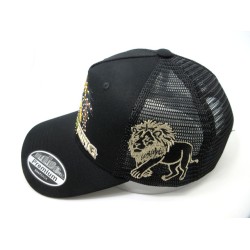 2603-46 RHINE STONE "LION" MESH TRUCKER HAT BLACK