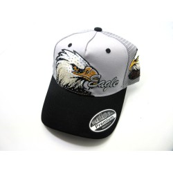 2603-30 RHINE STONE "EAGLE" MESH TRUCKER HAT GRAY/BLACK
