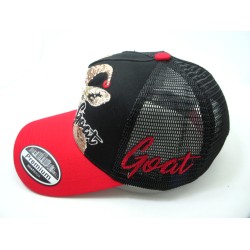 2603-28 RHINE STONE "GOAT" MESH TRUCKER HAT KHAKI/BLACK