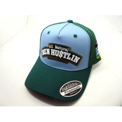 2603-43 MESH BACK TRUCKER "BEN HUSTLIN" SKY/KELLY