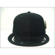 1404-01 Plain Flat Fitted Cap Black 